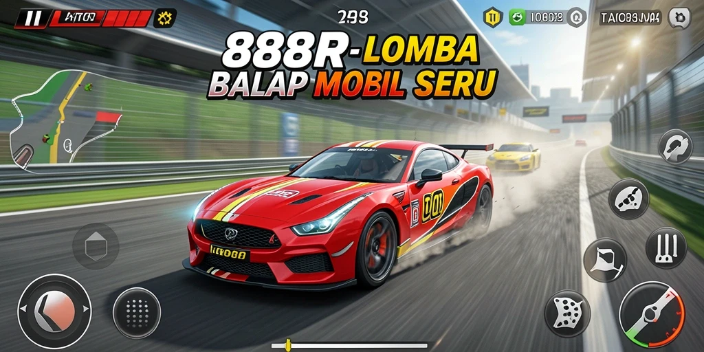 Tampilan gameplay balap yang mendebarkan di 888R.