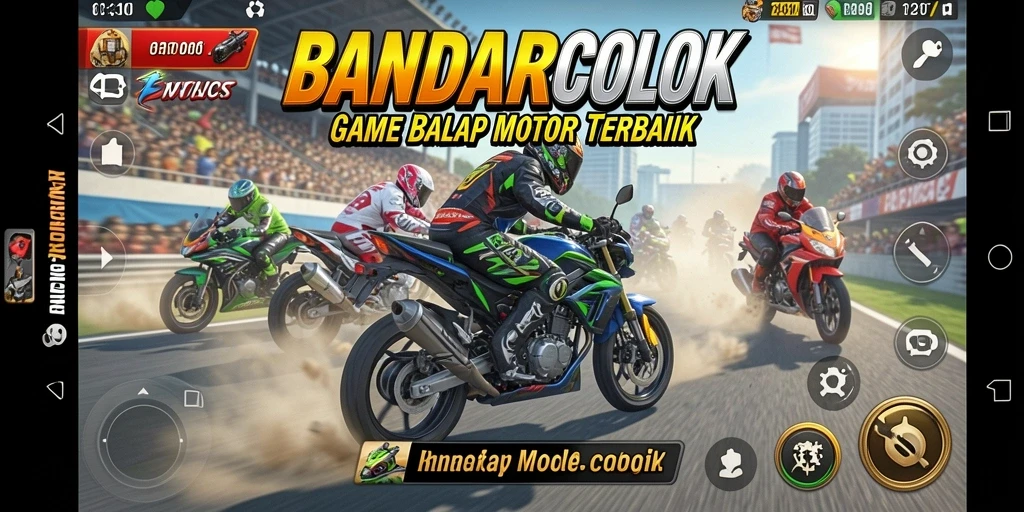 Gameplay mendebarkan dalam BANDARCOLOK dengan motor balap.