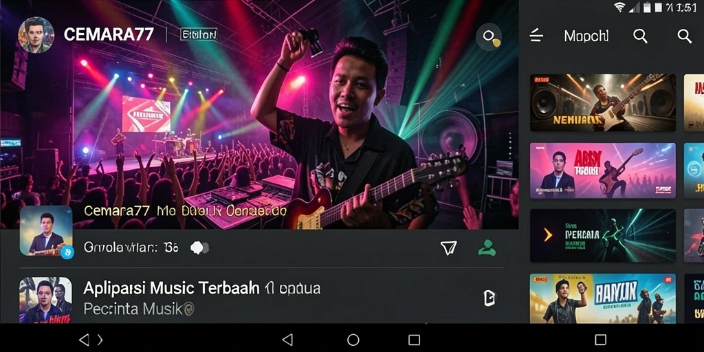 Tampilan gameplay CEMARA77 yang menampilkan koleksi musik yang beragam.