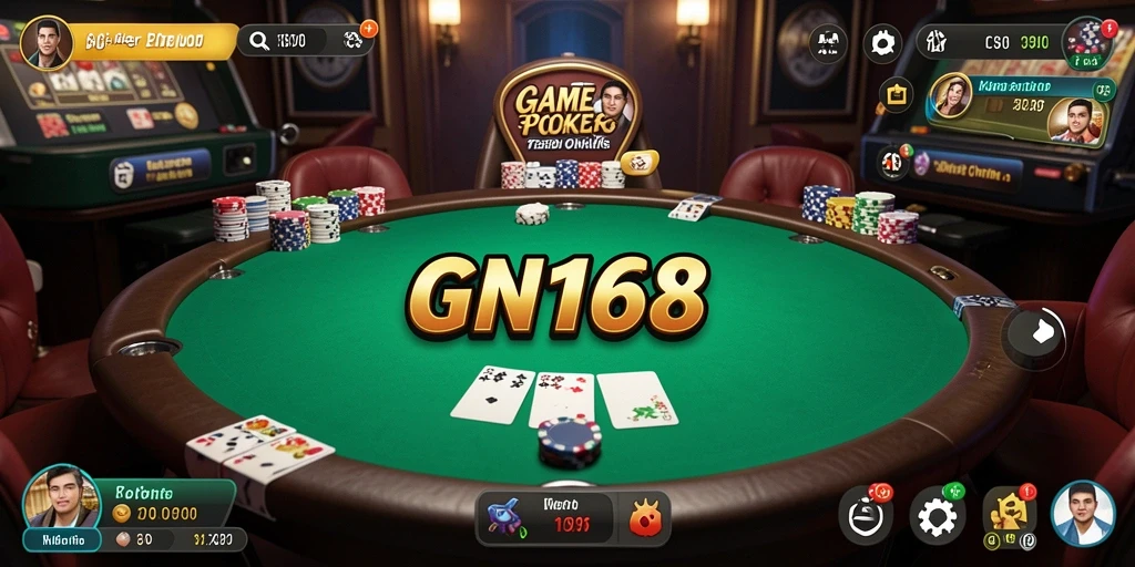 Tampilan gameplay seru GN168 dengan pemain aktif di meja Poker.