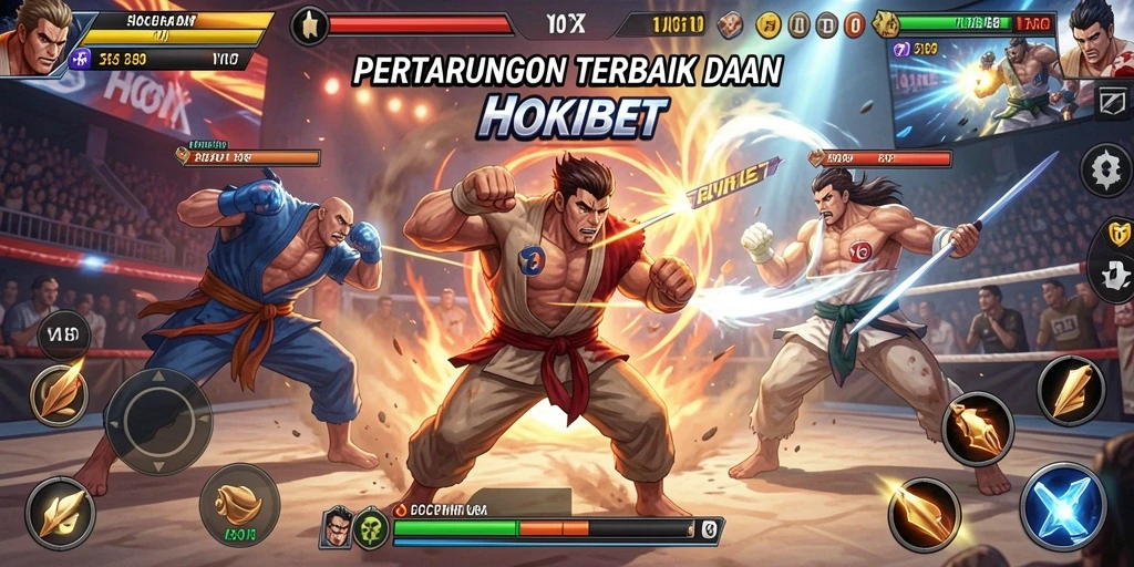 Screenshot gameplay HOKIBET menampilkan pertarungan seru dengan grafis menawan.