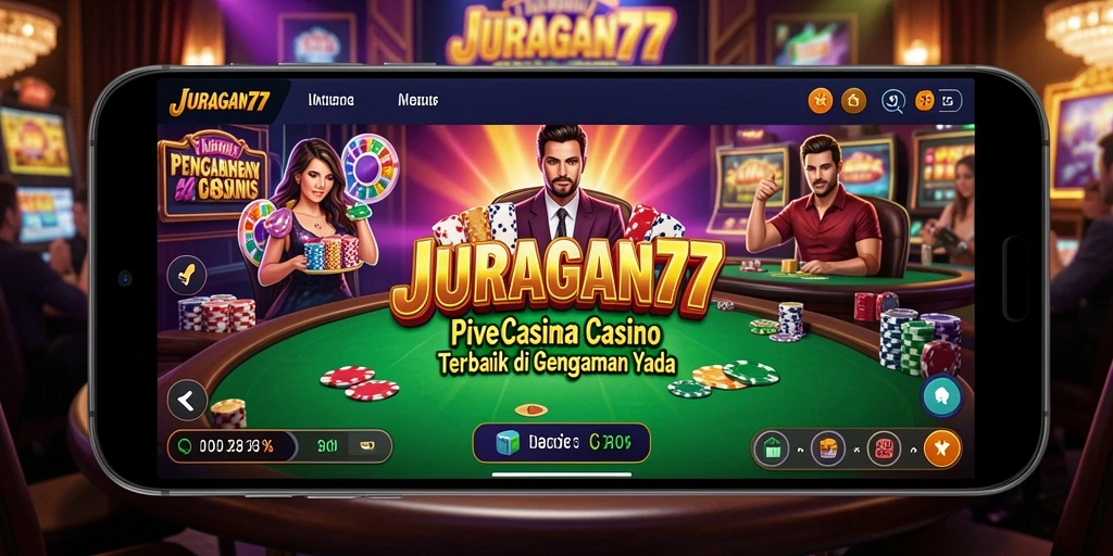 Tampilan utama JURAGAN77 menampilkan suasana Live Casino yang mengesankan.