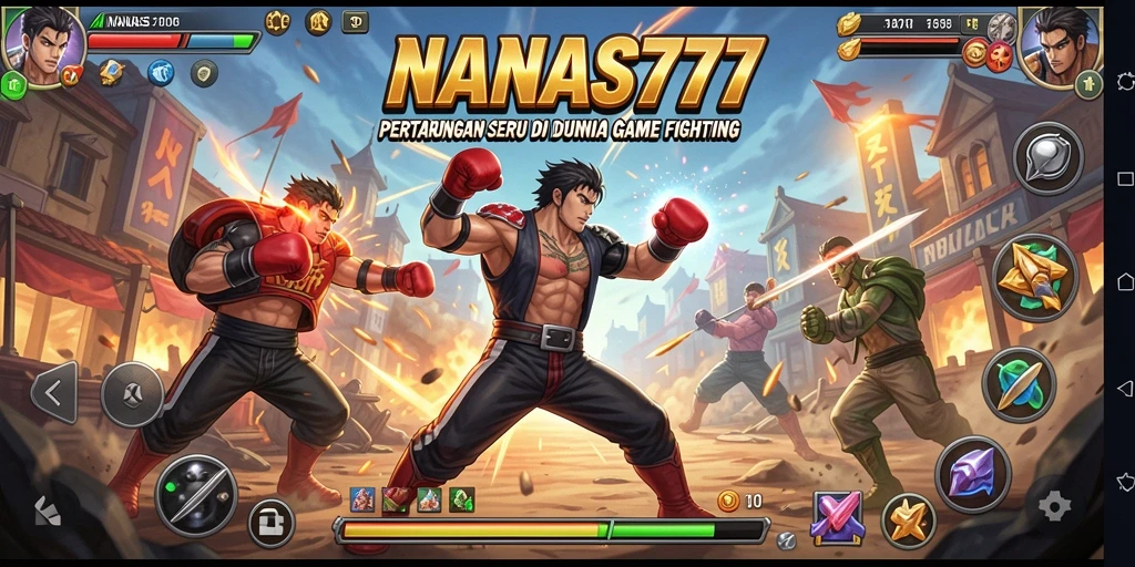 Gameplay pertarungan seru NANAS777 dengan karakter yang beragam.