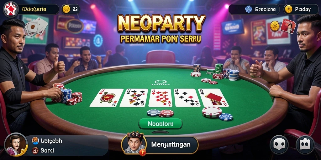 Tangkapan layar gameplay NEOPARTY menampilkan aksi Poker yang mendebarkan.