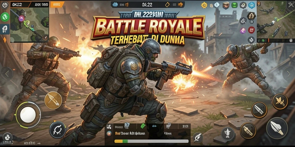 Tangkapan layar gameplay OH222 yang menampilkan aksi pertempuran Battle Royale yang mendebarkan.