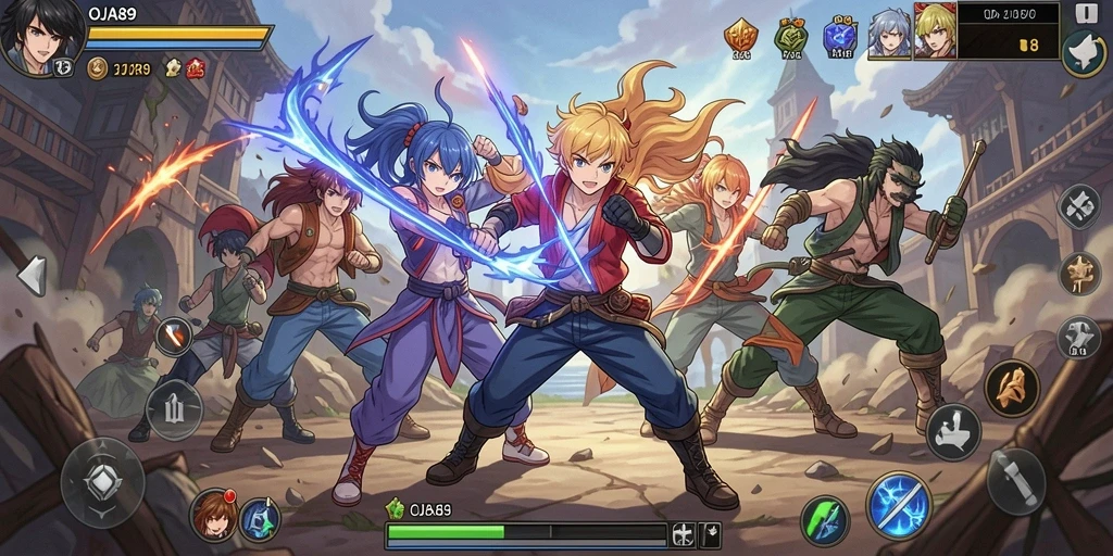 Gameplay OJA89 penuh aksi dan karakter anime yang menarik.