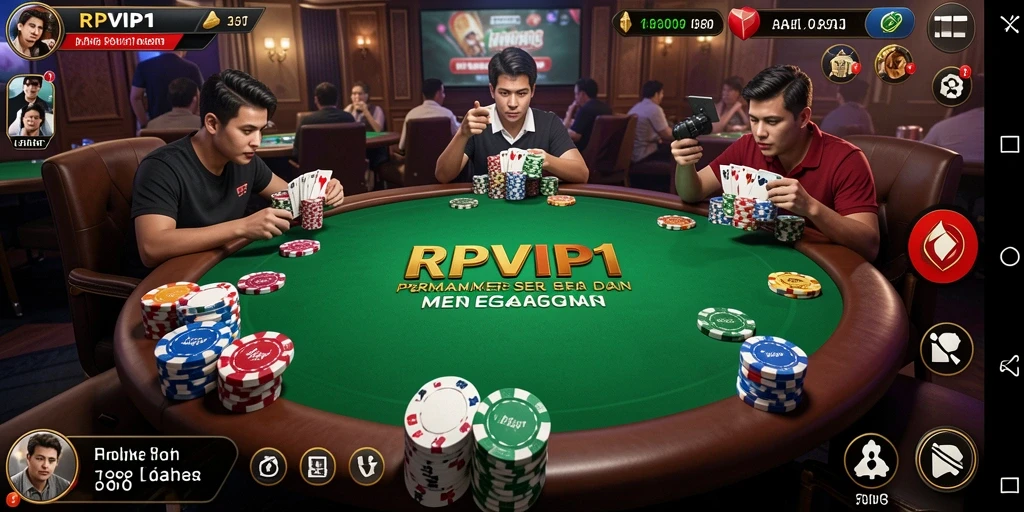 Screenshot RPVIP1 menampilkan pemain sedang menikmati permainan poker.