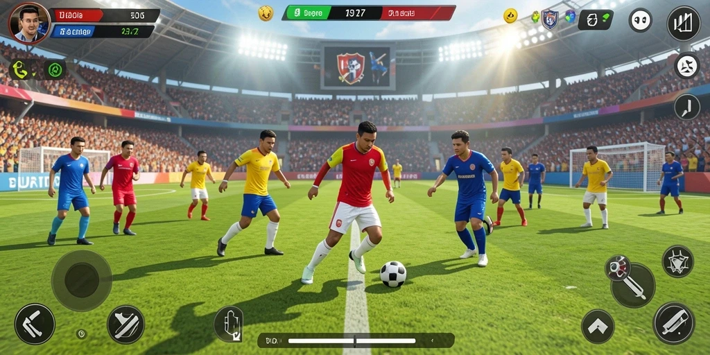 Tampilan gameplay menarik dari SD107 dengan aksi sepak bola yang mendebarkan.