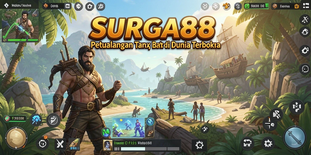 Screenshot gameplay SURGA88 menampilkan aksi menjelajah dunia terbuka.
